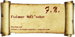 Fulmer Nándor névjegykártya